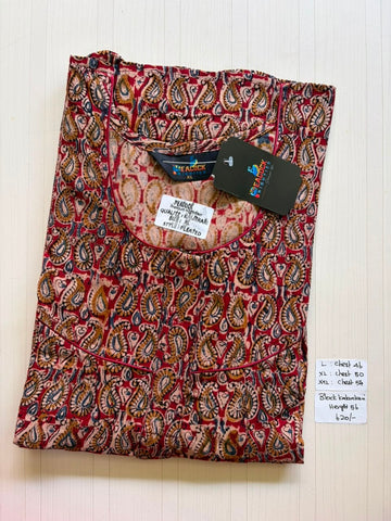 MKS032 Block Kalamkari peacock Pleats zip BP HEIGHT 56'