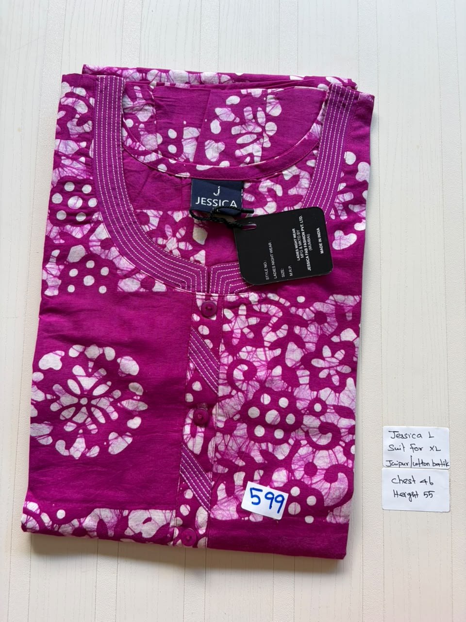 BJS 1036 Jessica VV AL Batik Nighty 550