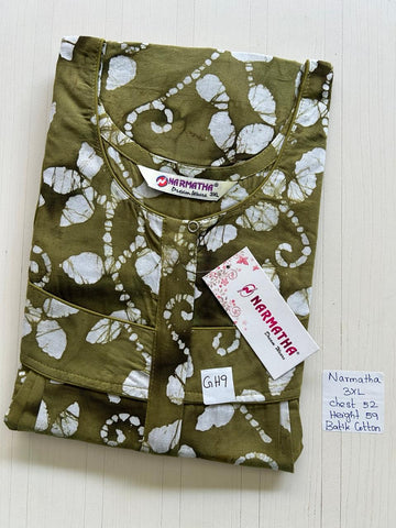DNS213 Height Narmatha Pleats Zip Batik Nighty