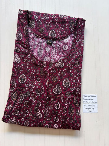 AASHP 185 Height Peacock Pleats Zip Nighty BP HP CPS