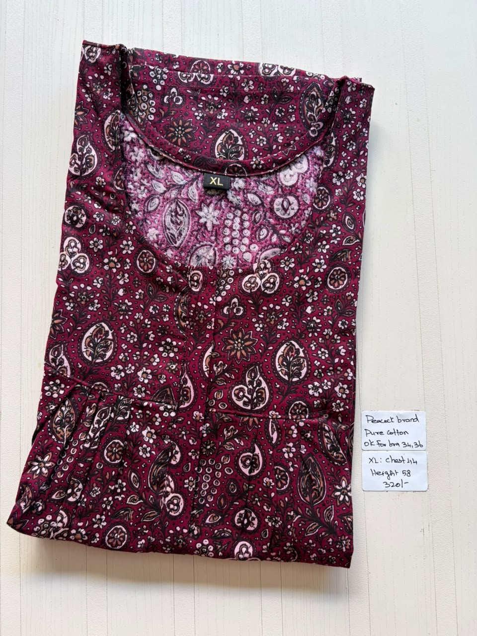 AASHP 185 Height Peacock Pleats Zip Nighty BP HP CPS