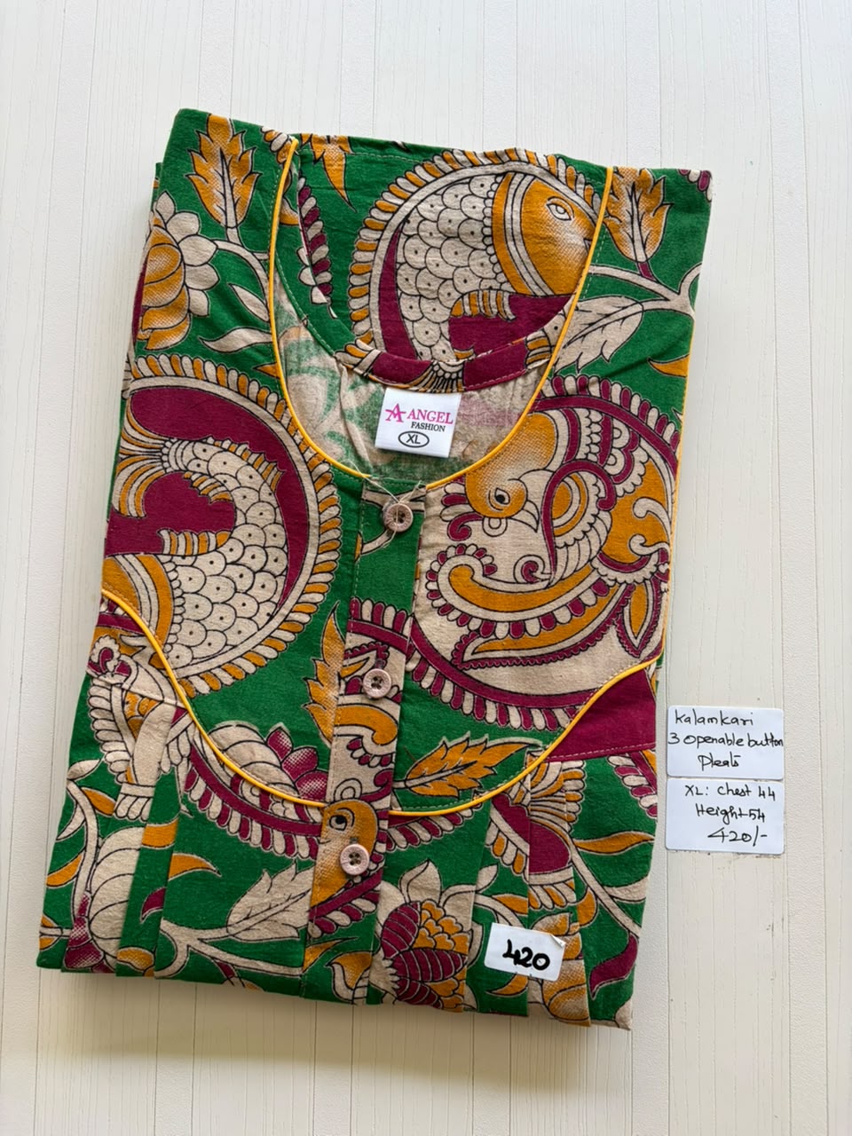 AASBP 226 Peacock Pleats Kalamkari Nighty BP CPS