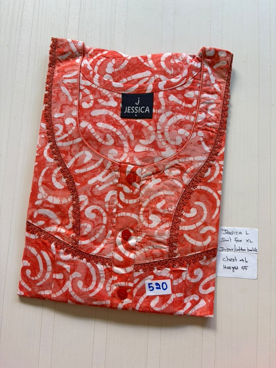 BJS 1081 Jessica Pleats Batik Nighty 550