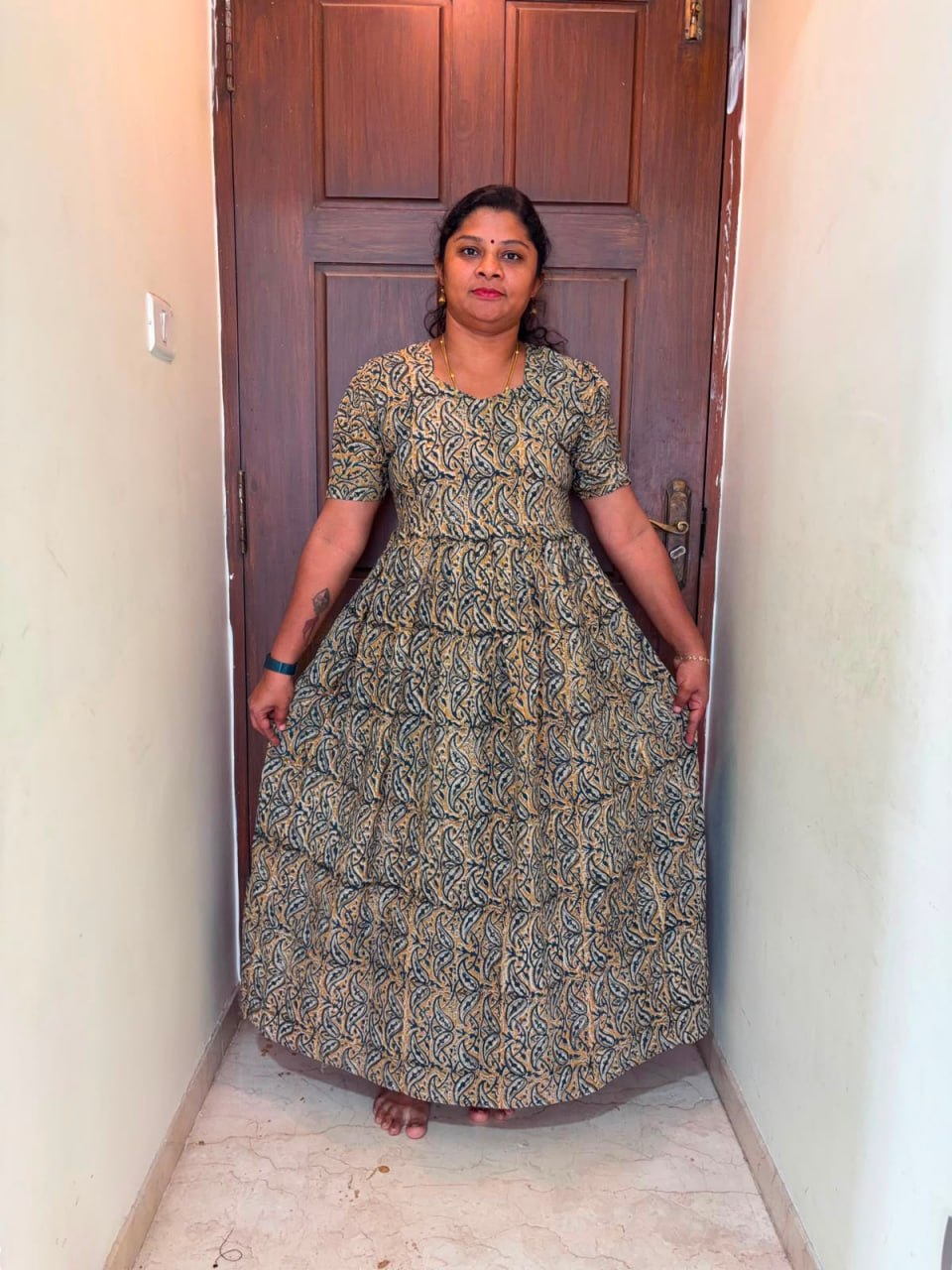 MFS 296 Peacock Height Kalamkari maxi frock YY1 YY2
