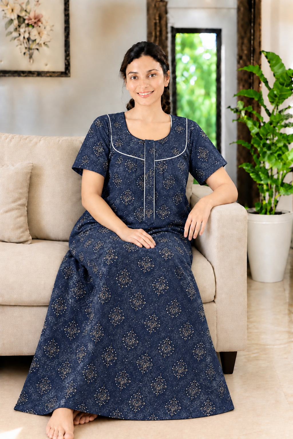 AASHP 145 Height Peacock Pleats Zip Nighty DD BP HP EPS