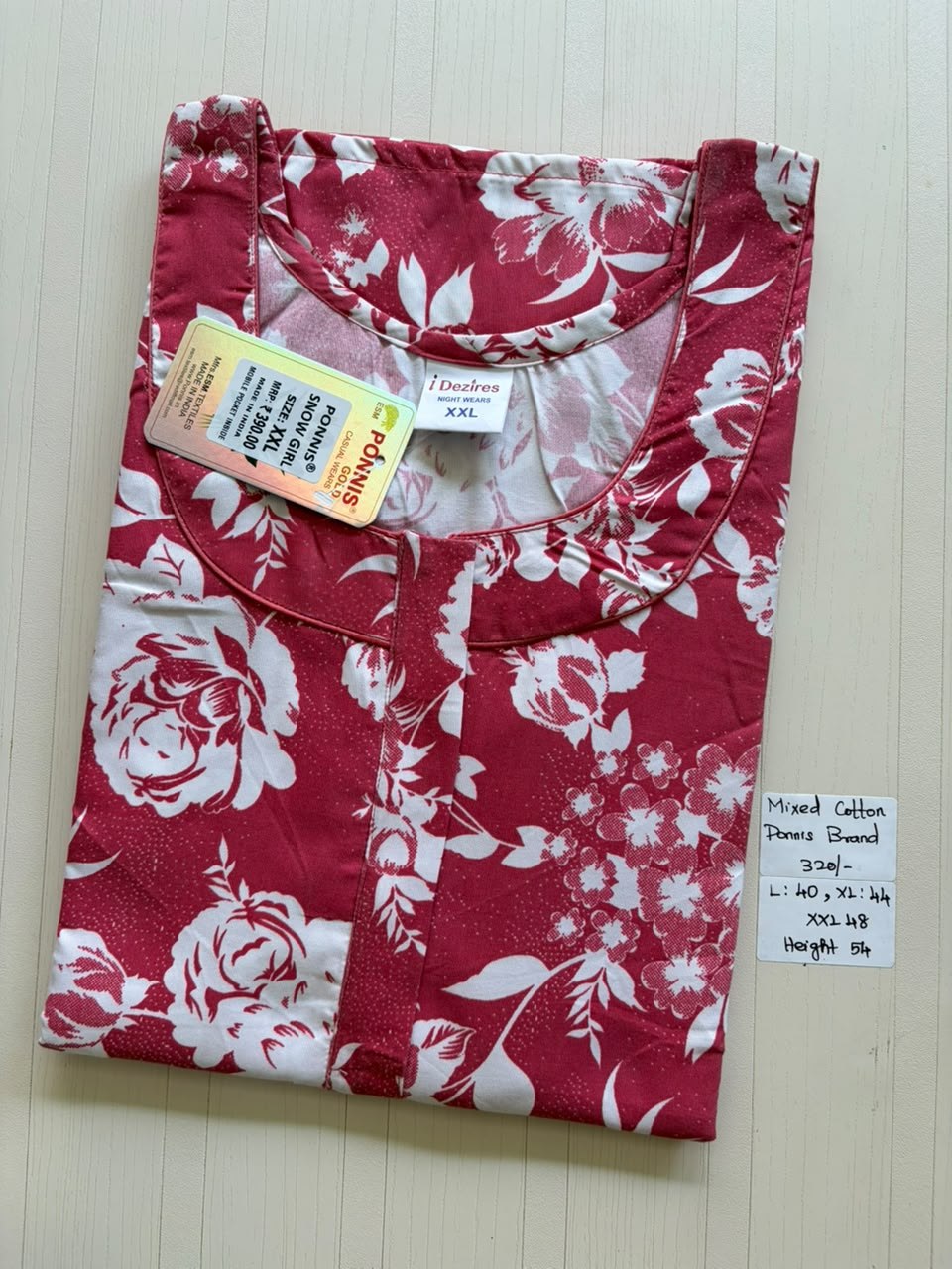 MCS 001 Ponni's Mixed Cotton Zip Nighty