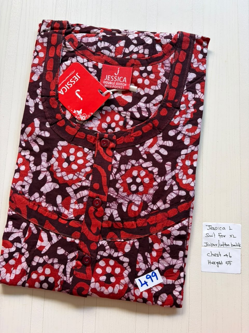 BJS 1094 Jessica Pleats Batik Nighty 550
