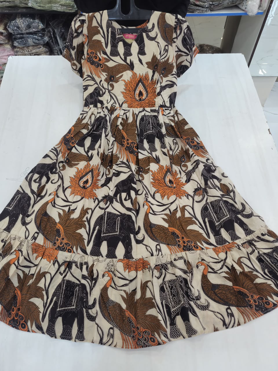 MFS 383 Peacock Kalamkari Maxi Frock YY1