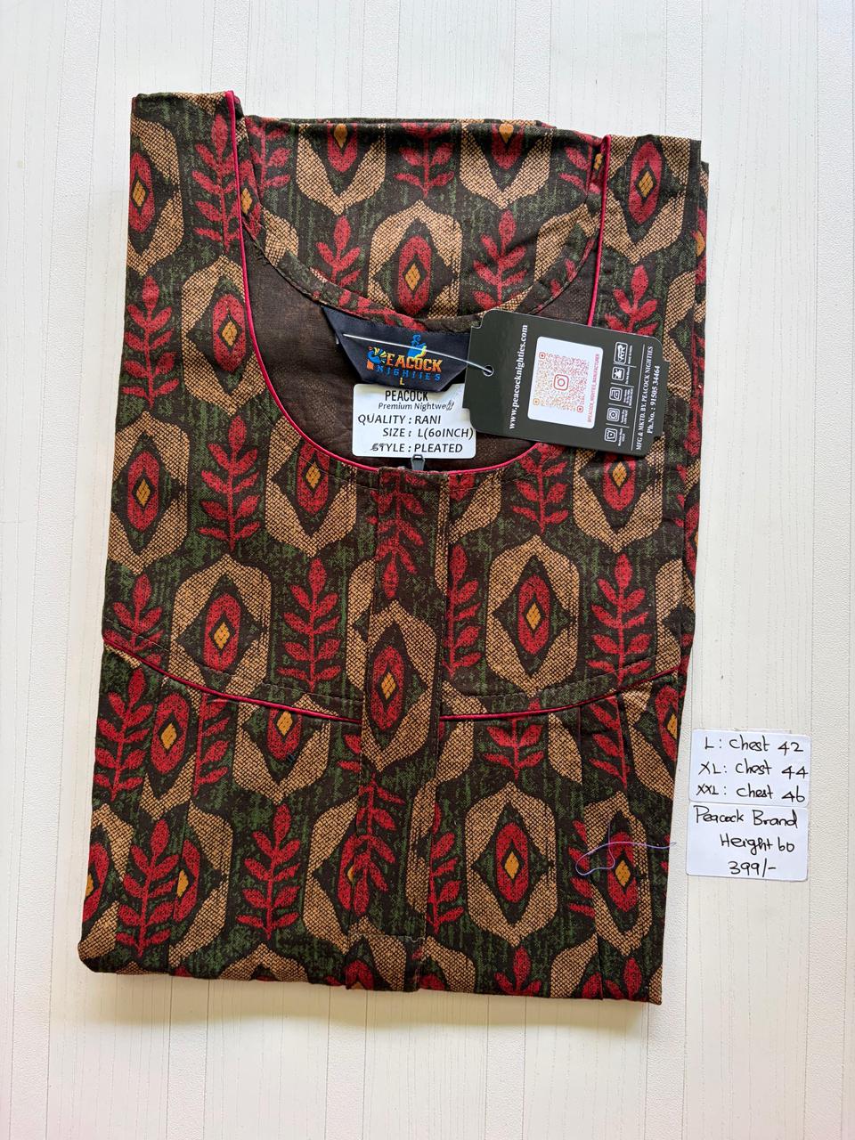 AASHP 158 Height Peacock Pleats Zip Nighty DD BP HP EPS