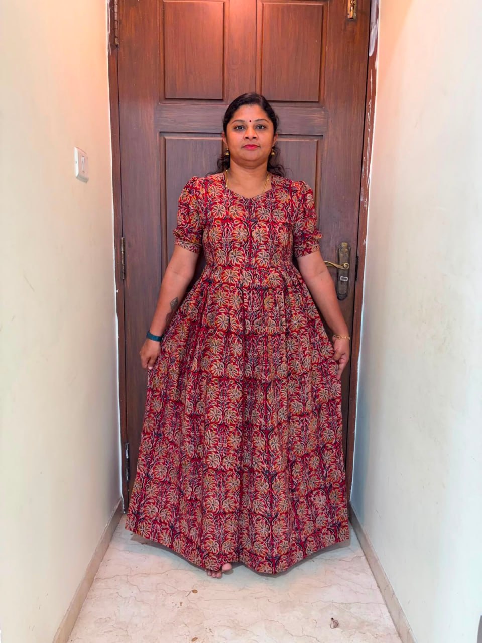 MFS 293 Peacock Height Kalamkari maxi frock YY1 YY2
