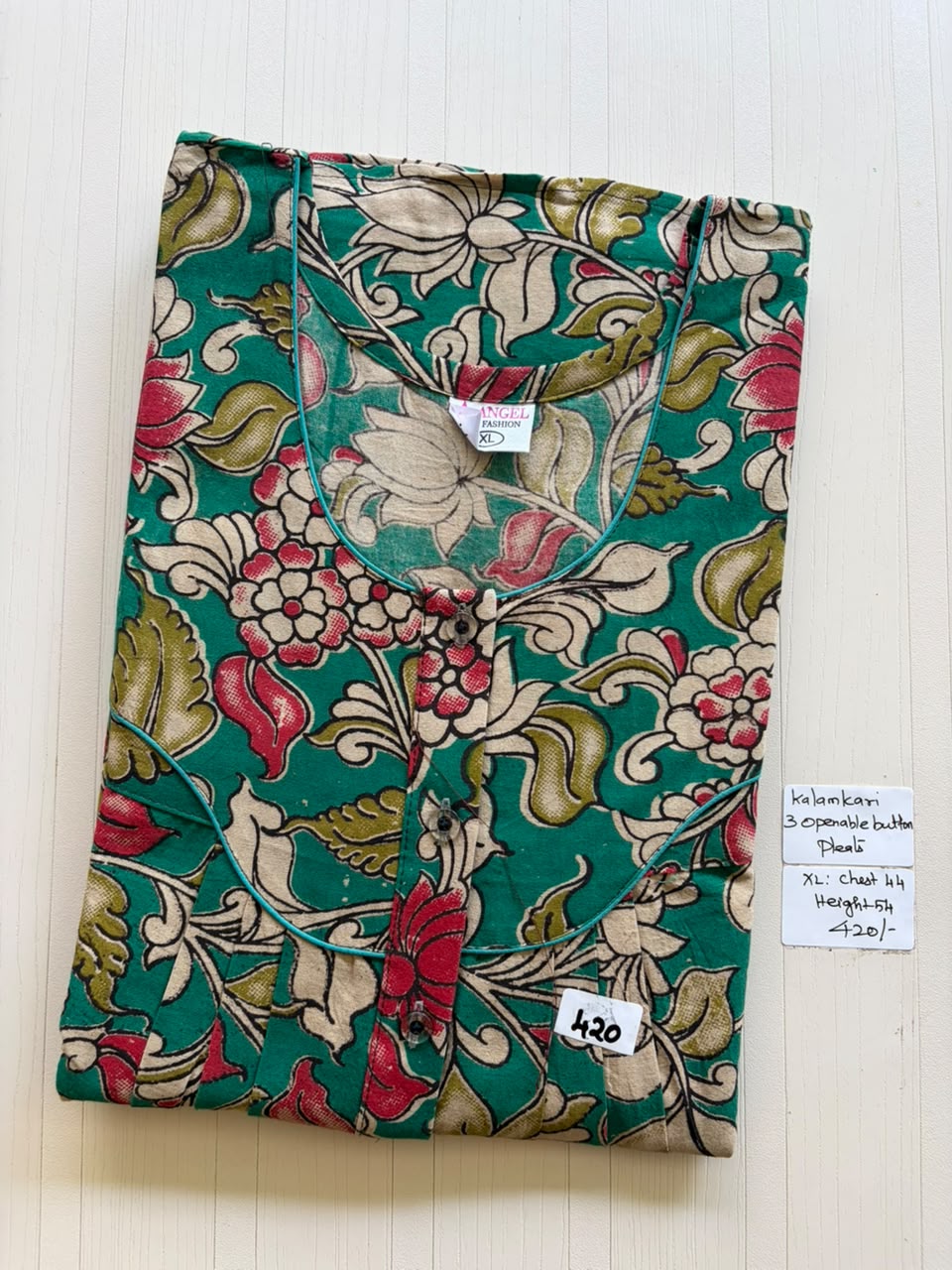 AASBP 215 Peacock Pleats Kalamkari Nighty BP CPS