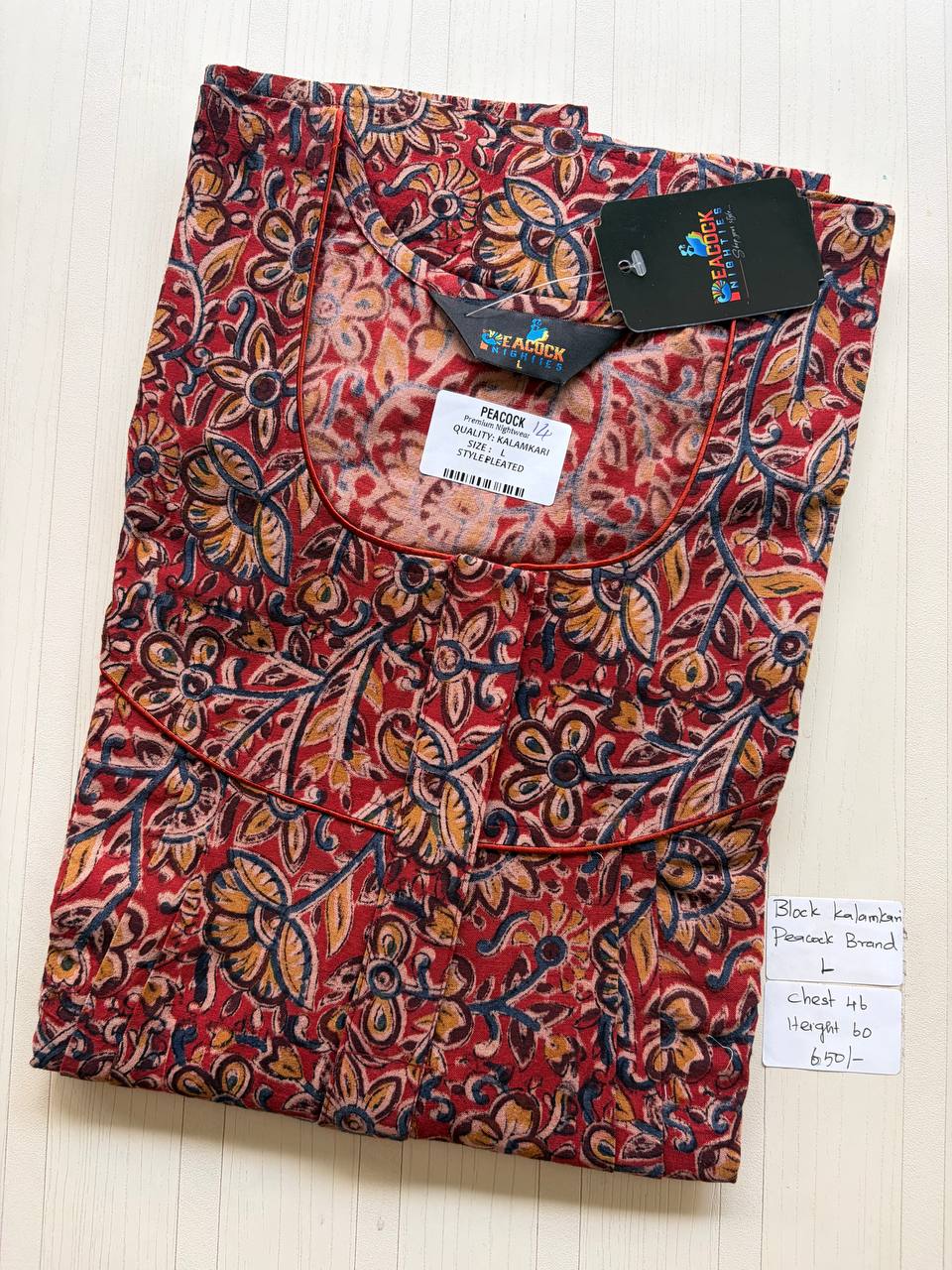 AKS023 #8 Height Block Kalamkari peacock Pleats zip