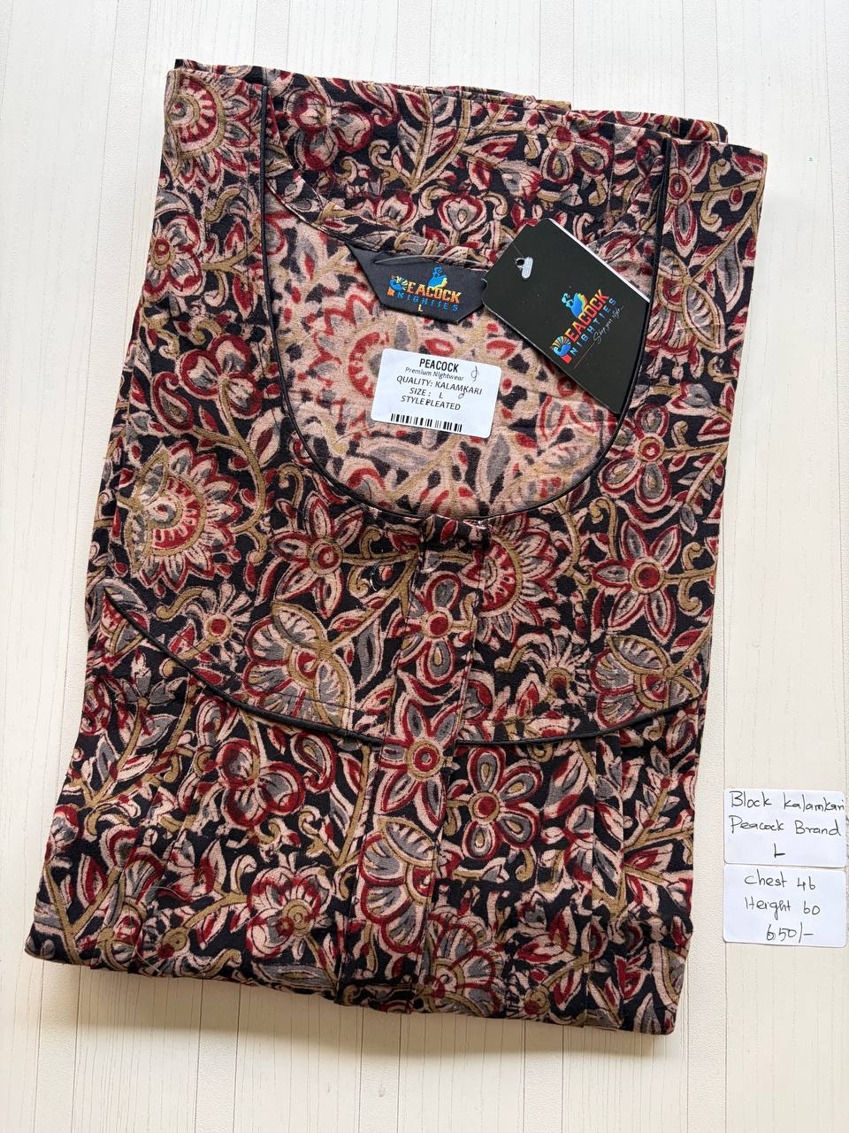 AKS024 #8 Height Block Kalamkari peacock Pleats zip