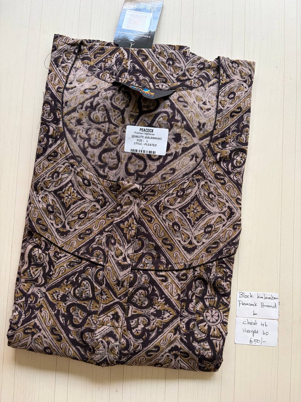 AKS002 #1 Height Block Kalamkari peacock Pleats zip