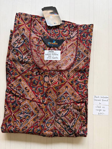 AKS004 #1 Height Block Kalamkari peacock Pleats zip