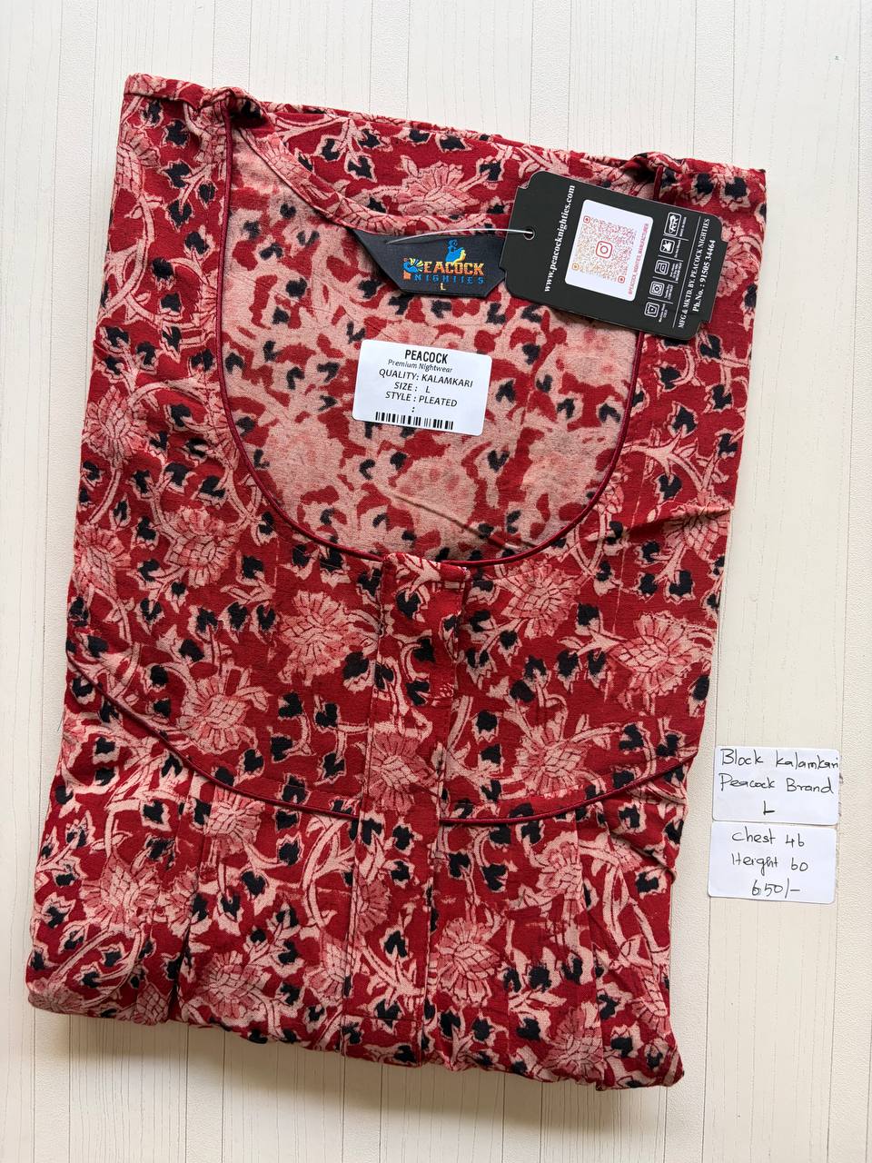 AKS0013 #4 Height Block Kalamkari peacock Pleats zip