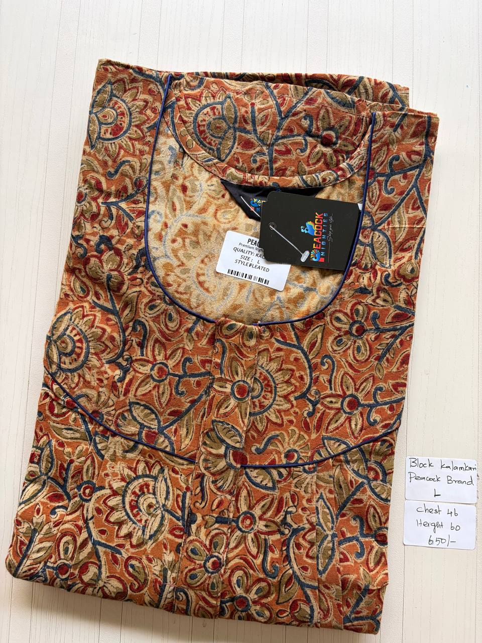 AKS027 #8 Height Block Kalamkari peacock Pleats zip