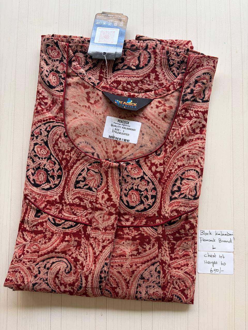 AKS005 #2 Height Block Kalamkari peacock Pleats zip