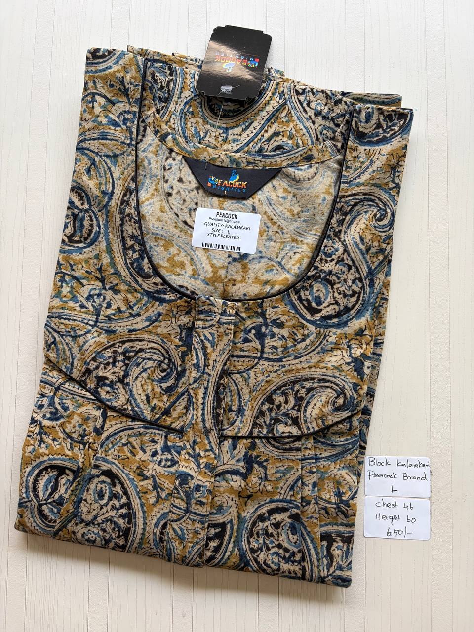 AKS007 #2 Height Block Kalamkari peacock Pleats zip