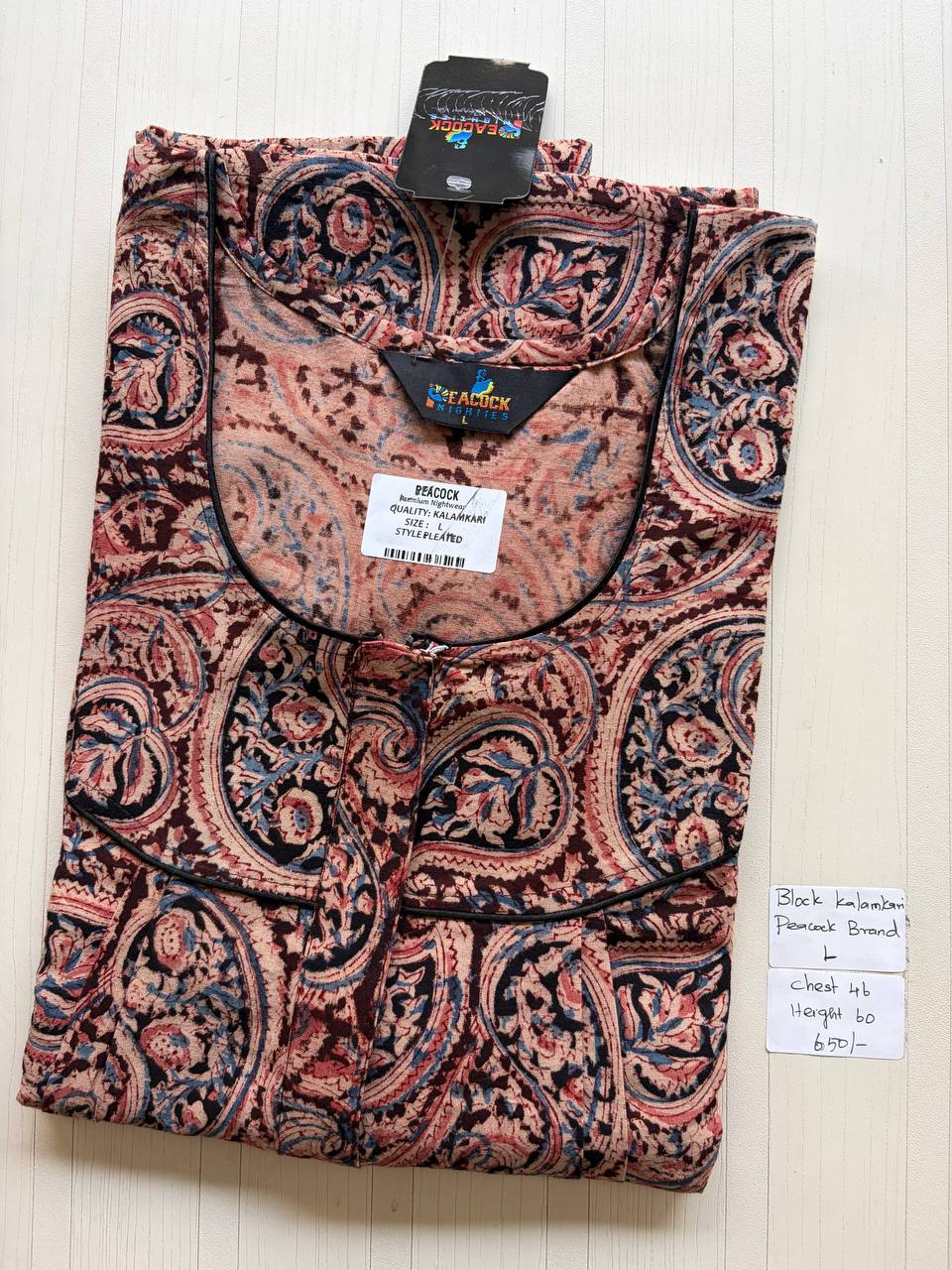AKS008 #2 Height Block Kalamkari peacock Pleats zip