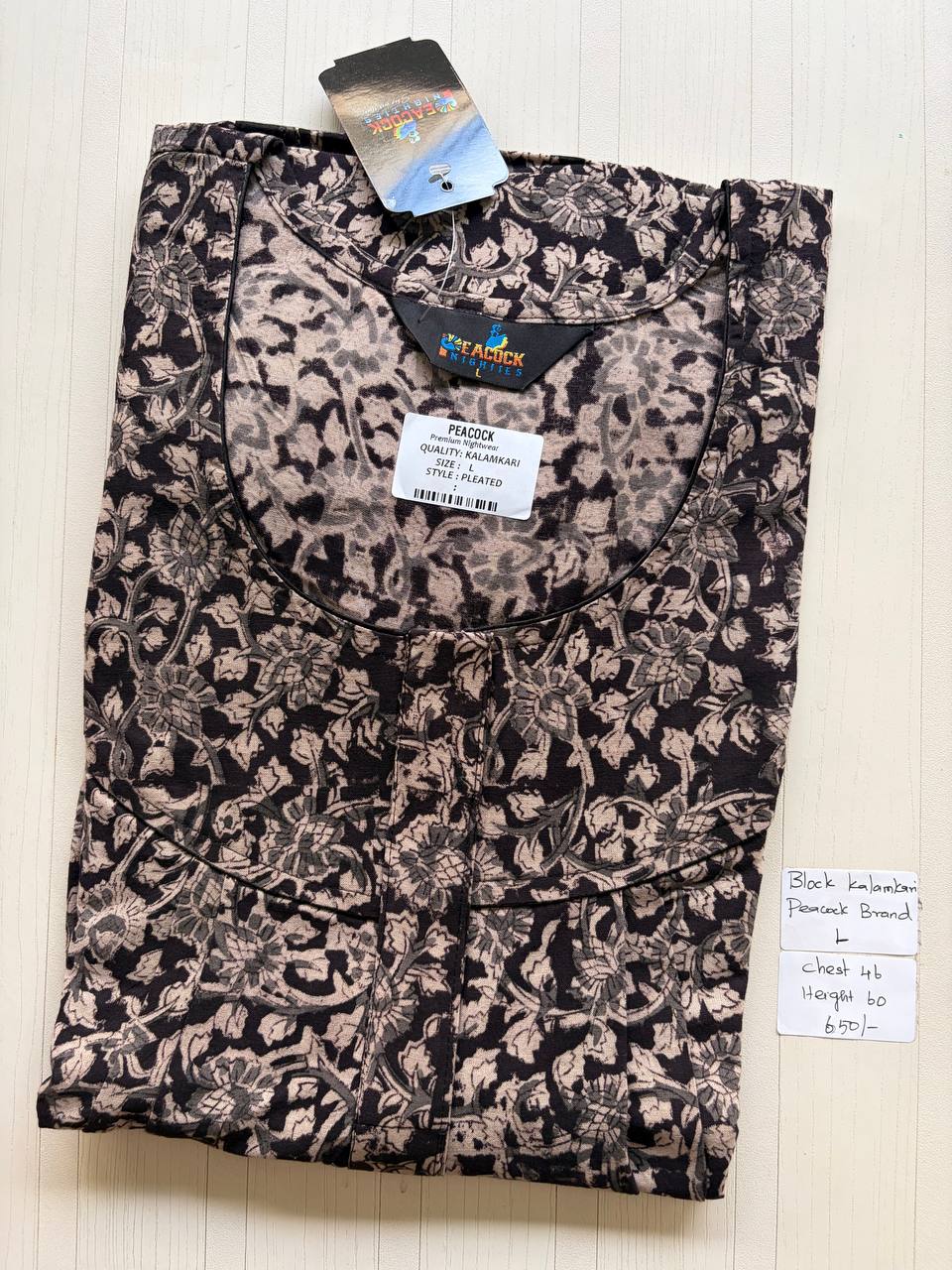 AKS015 #4 Height Block Kalamkari peacock Pleats zip