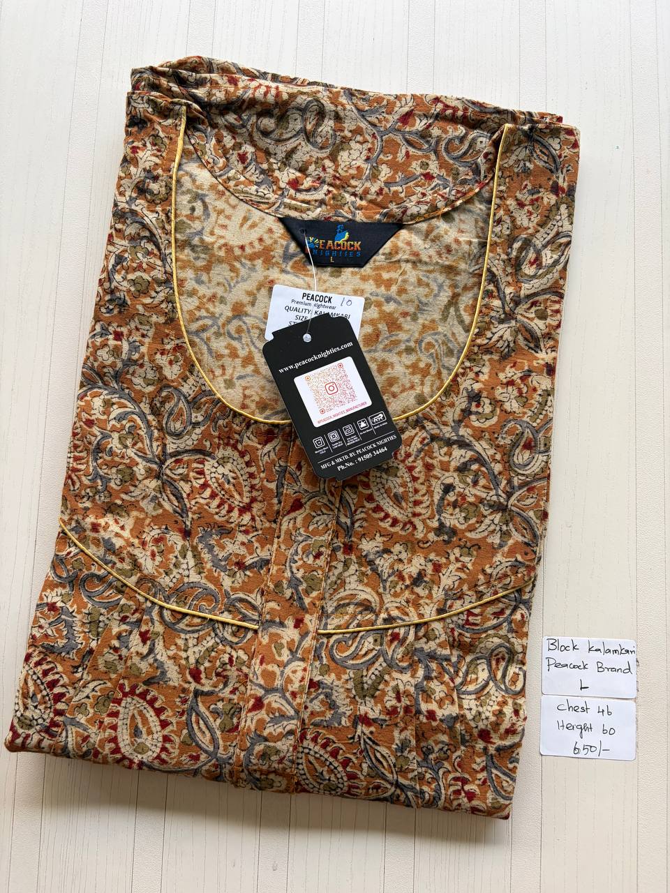AKS028 #10 Height Block Kalamkari peacock Pleats zip