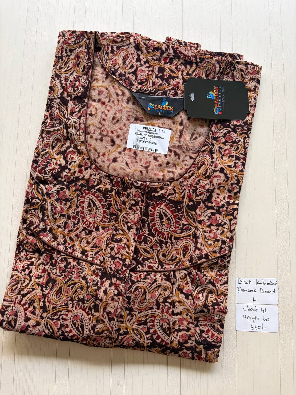 AKS029 #10 Height Block Kalamkari peacock Pleats zip