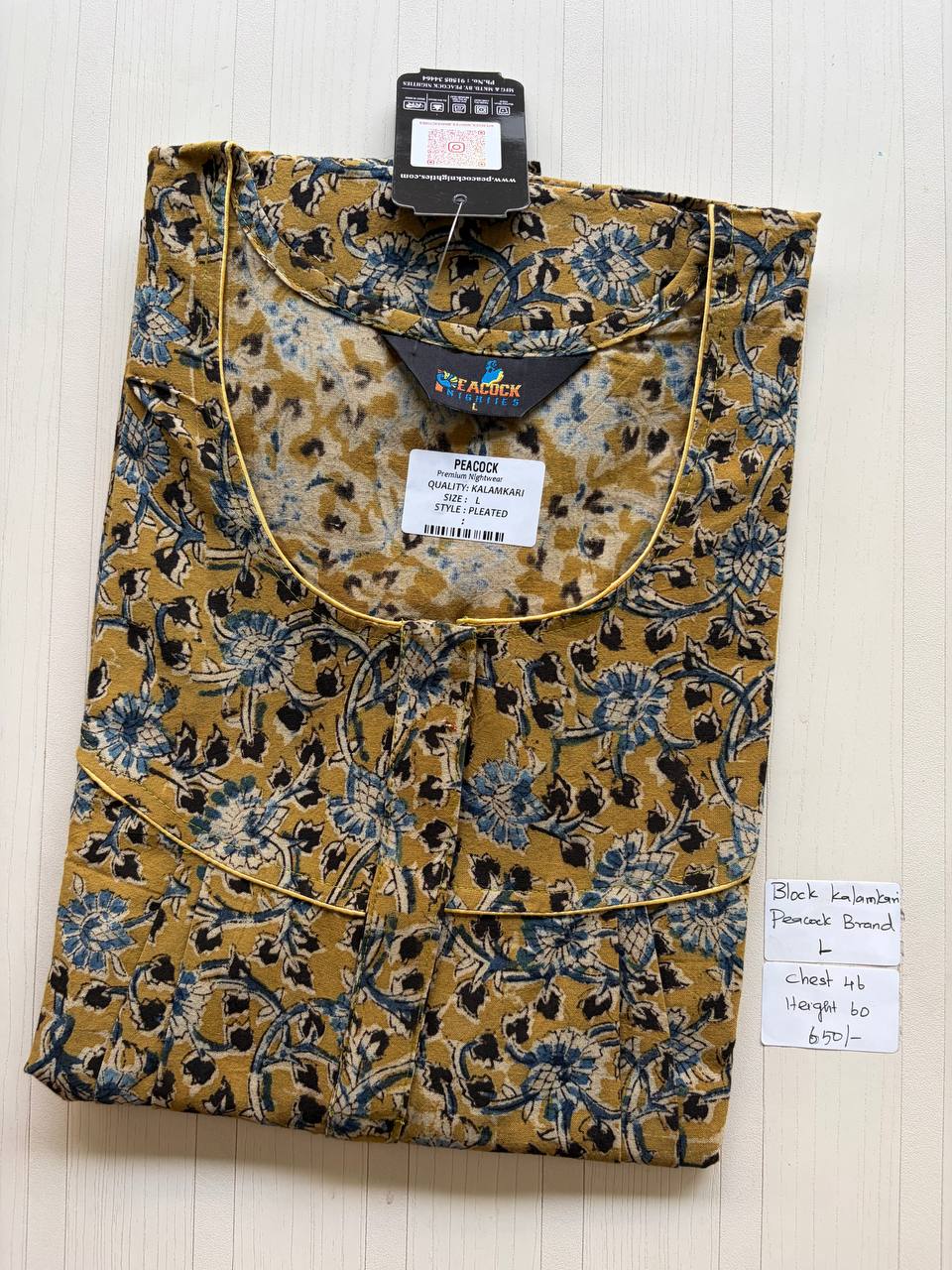 AKS016 #4 Height Block Kalamkari peacock Pleats zip