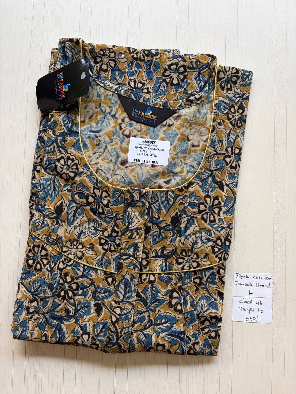 AKS010 #3 Height Block Kalamkari peacock Pleats zip