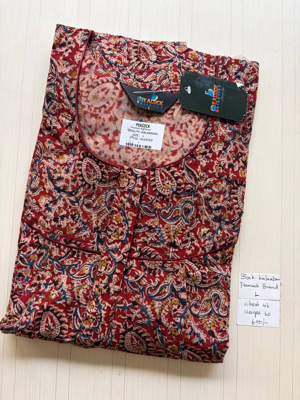 AKS028 #10 Height Block Kalamkari peacock Pleats zip