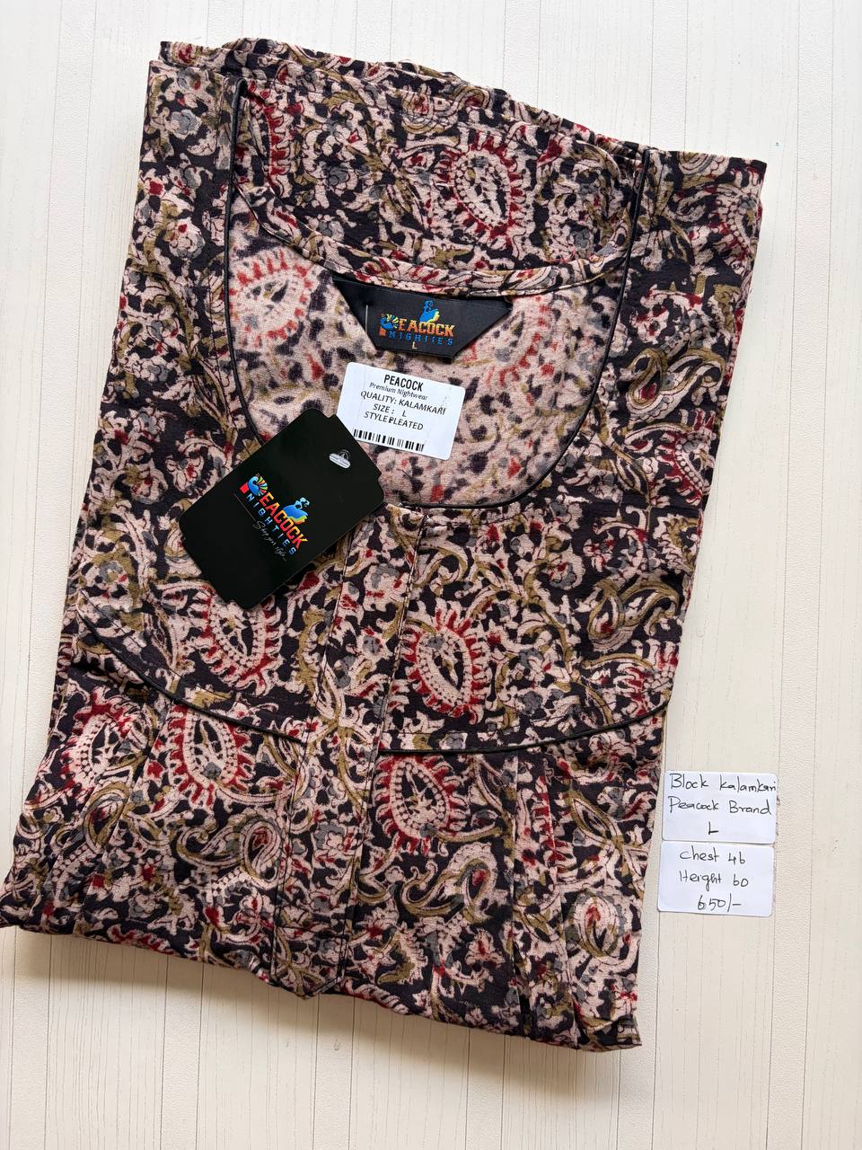 AKS029 #10 Height Block Kalamkari peacock Pleats zip