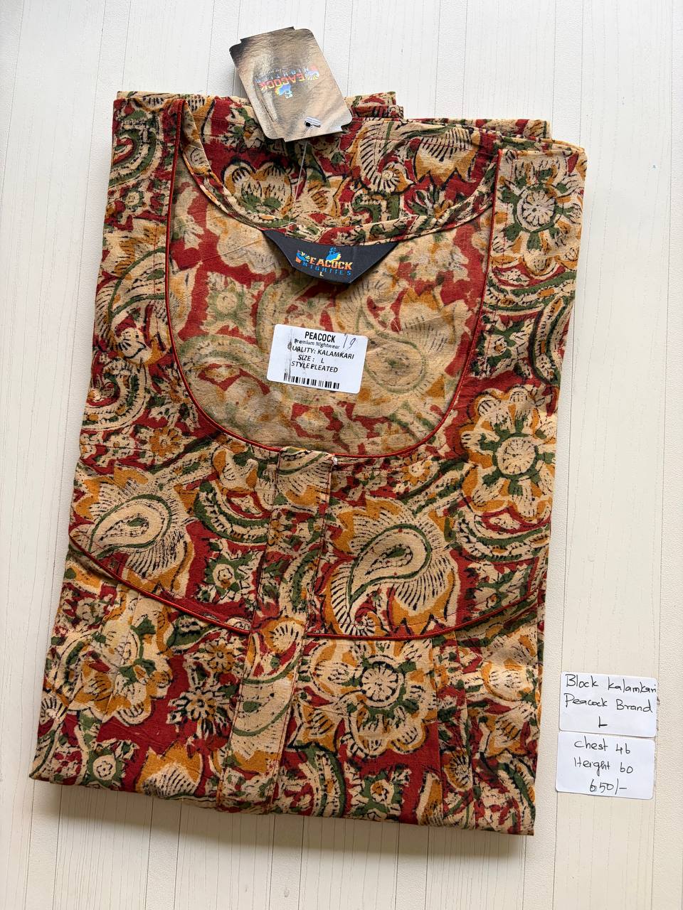 AKS031 #11 Height Block Kalamkari peacock Pleats zip