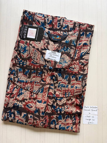 AKS017 #6 Height Block Kalamkari peacock Pleats zip