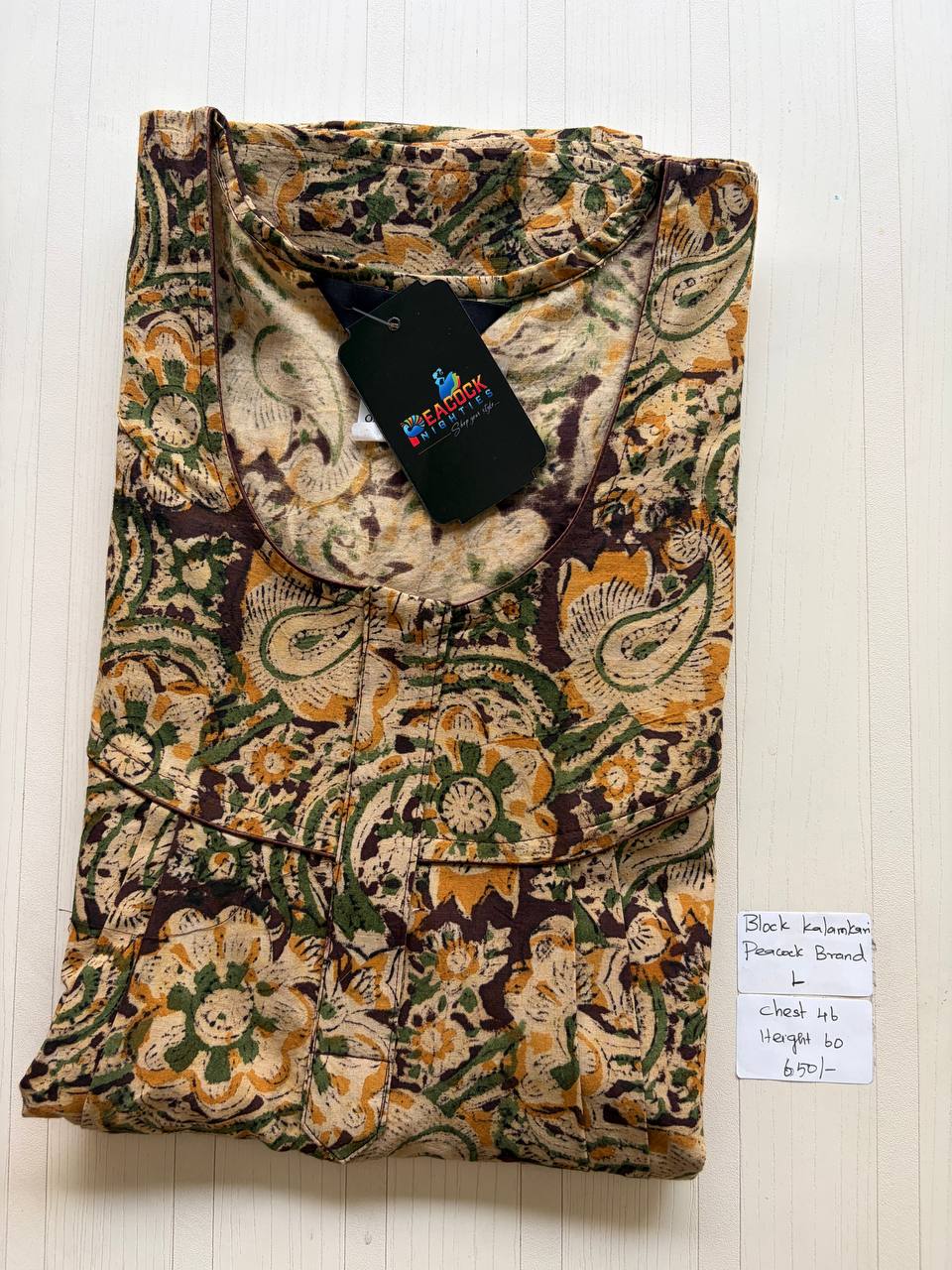 AKS032 #11 Height Block Kalamkari peacock Pleats zip