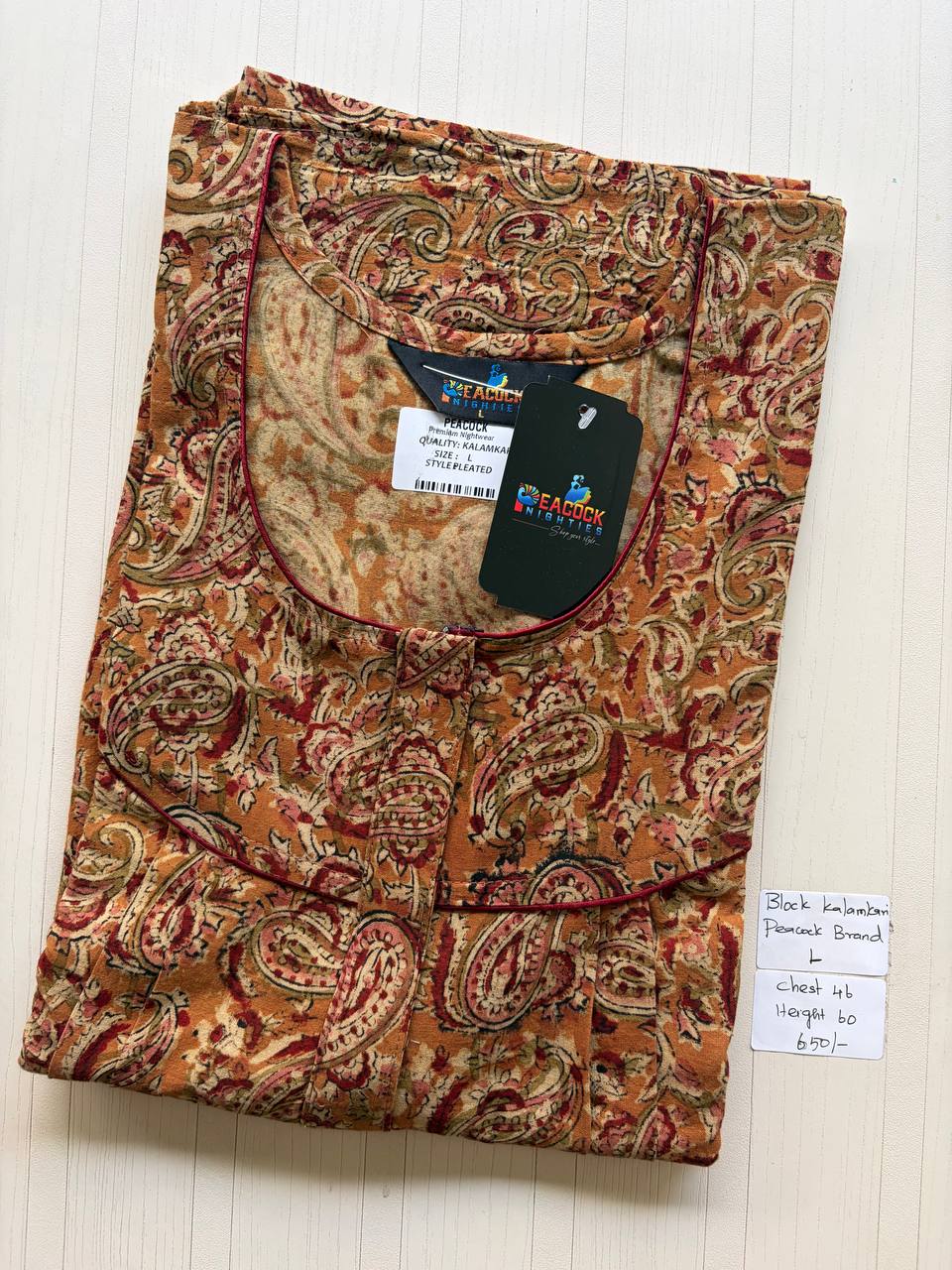 AKS040 #14 Height Block Kalamkari peacock Pleats zip