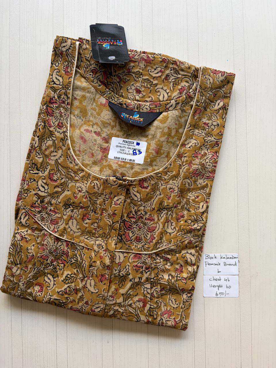 AKS040 #14 Height Block Kalamkari peacock Pleats zip