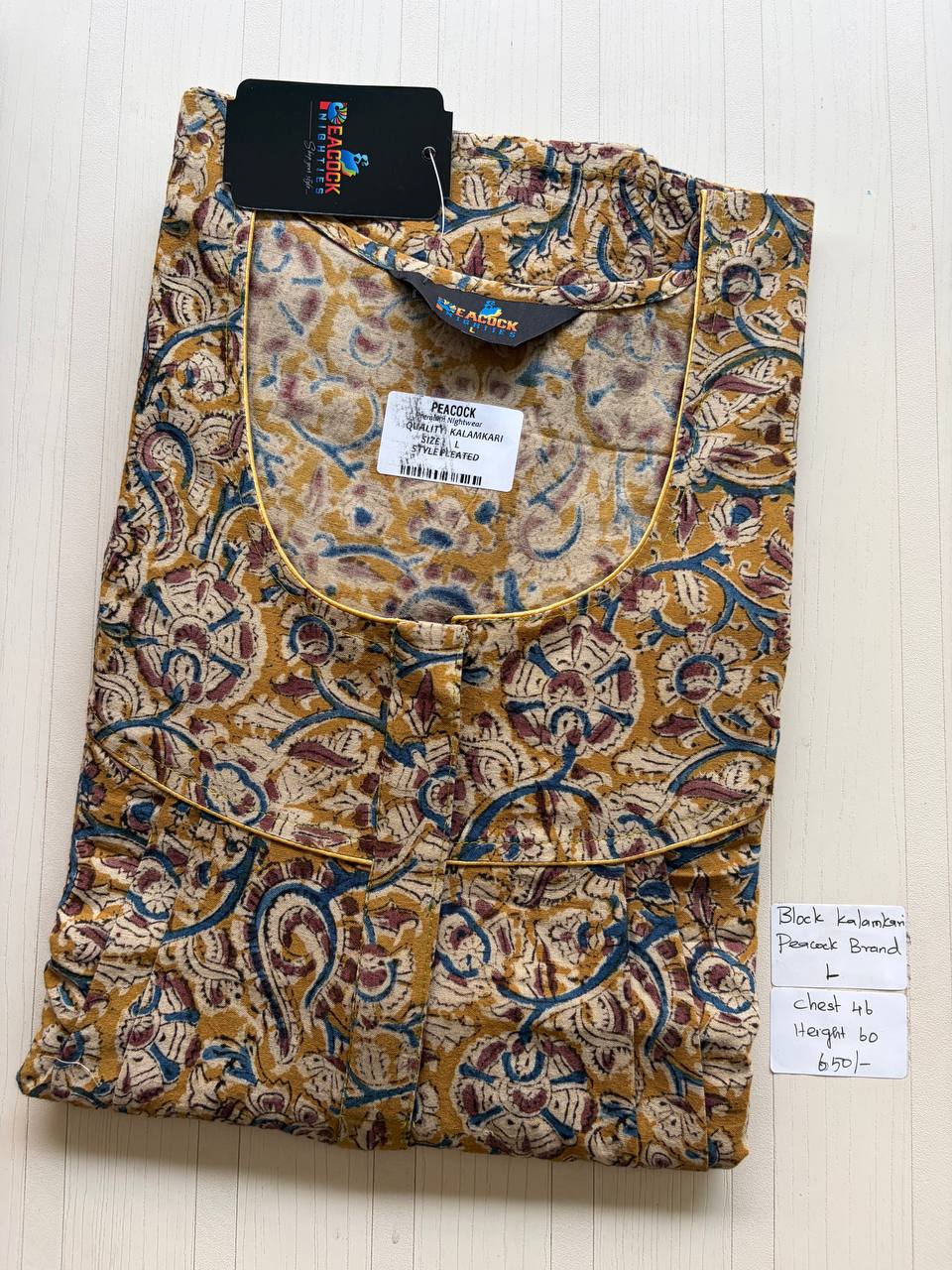 AKS034 #15 Height Block Kalamkari peacock Pleats zip