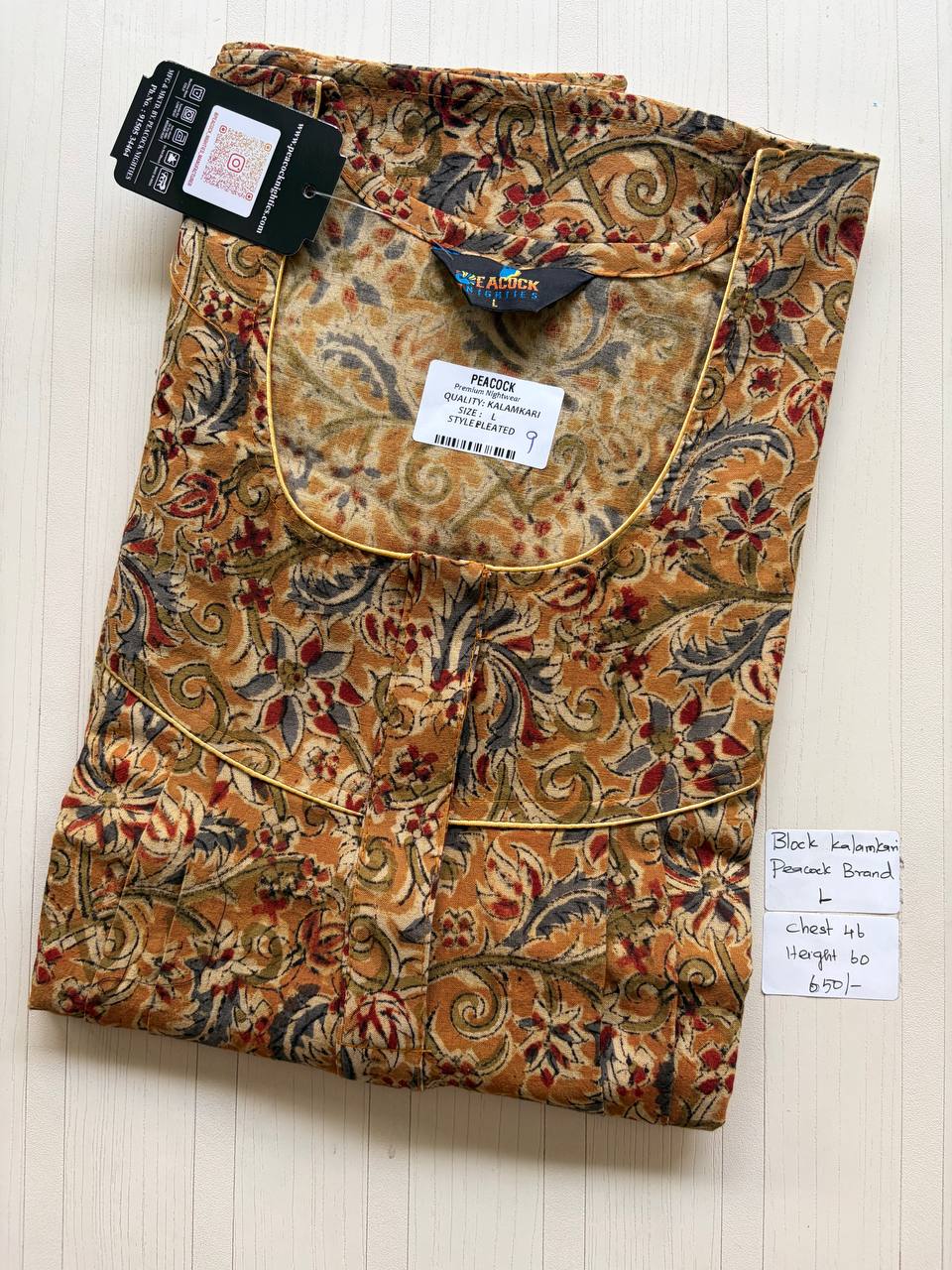 AKS035 #17 Height Block Kalamkari peacock Pleats zip