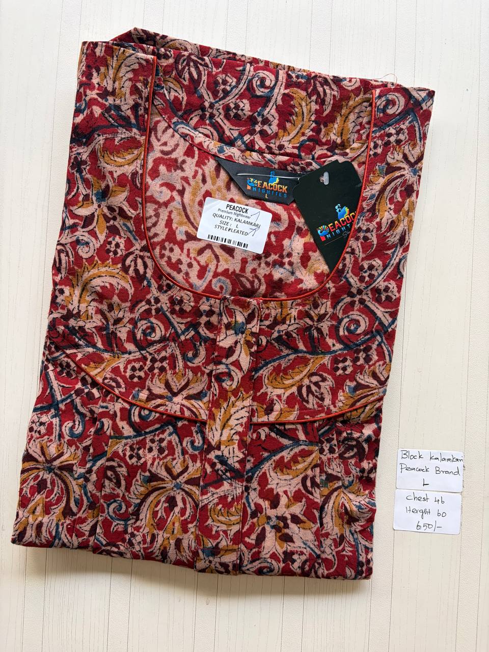 AKS038 #17 Height Block Kalamkari peacock Pleats zip