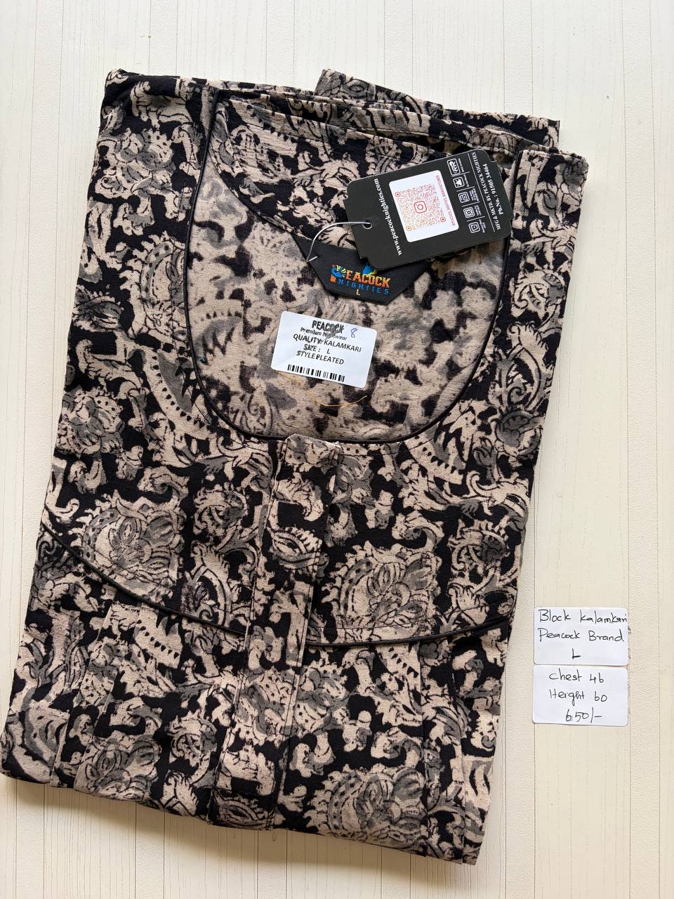 AKS019 #18 Height Block Kalamkari peacock Pleats zip