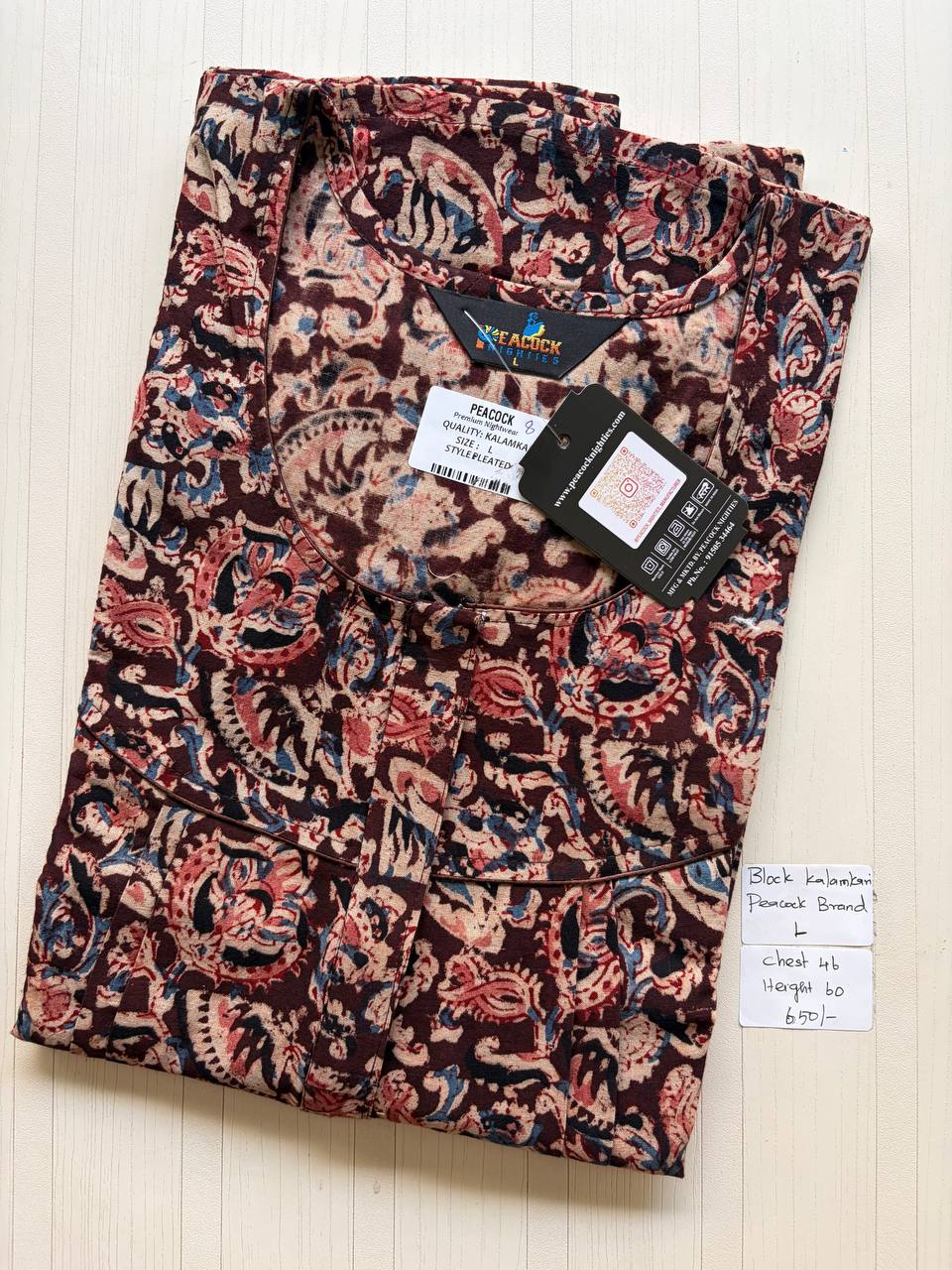 AKS020 #18 Height Block Kalamkari peacock Pleats zip