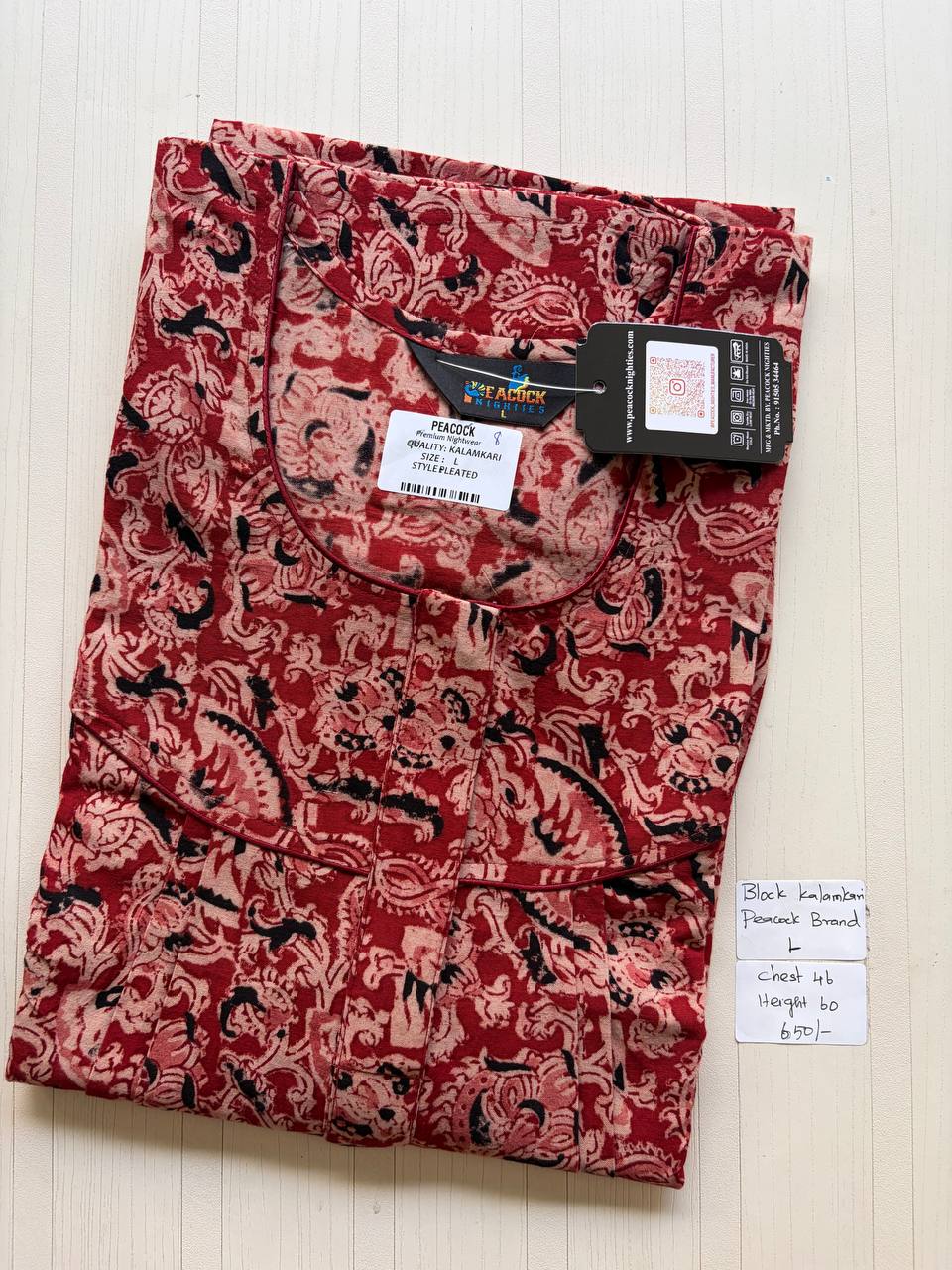 AKS021 #18 Height Block Kalamkari peacock Pleats zip