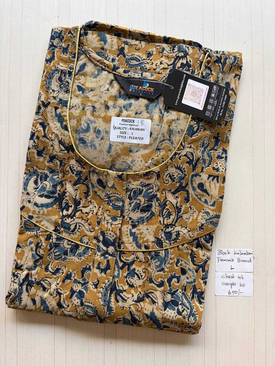AKS022 #18 Height Block Kalamkari peacock Pleats zip