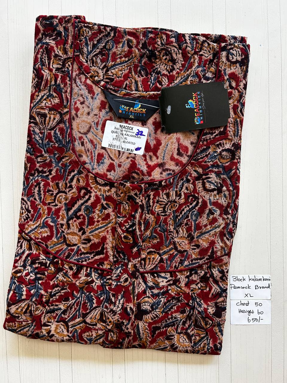 BKS017 #32 Height Block Kalamkari peacock Pleats zip
