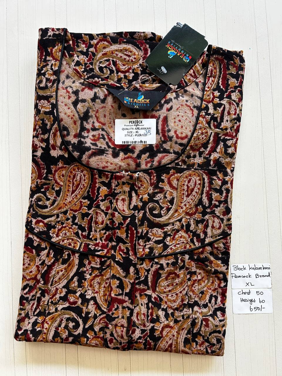 BKS001 #35 Height Block Kalamkari peacock Pleats zip