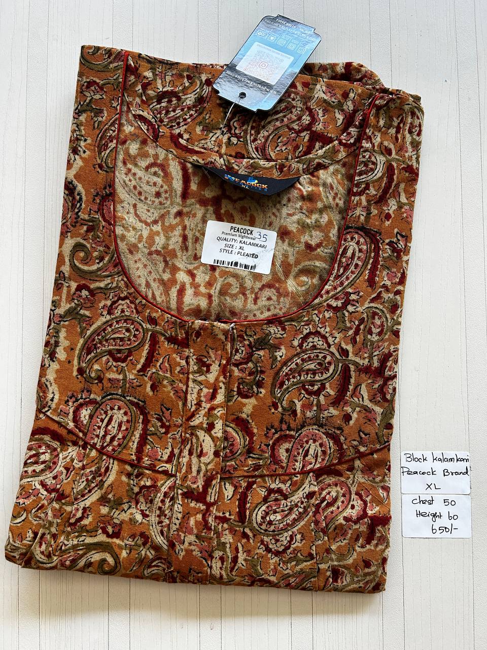 BKS002 #35 Height Block Kalamkari peacock Pleats zip