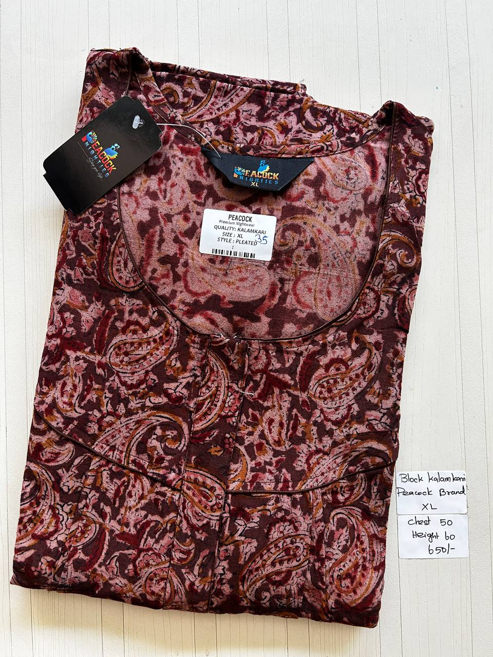 BKS003 #35 Height Block Kalamkari peacock Pleats zip