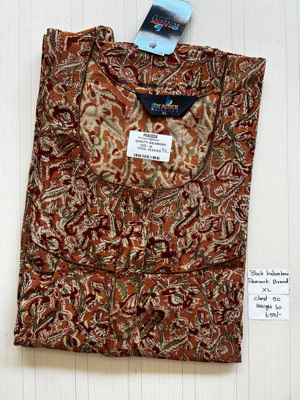 BKS018 #32 Height Block Kalamkari peacock Pleats zip