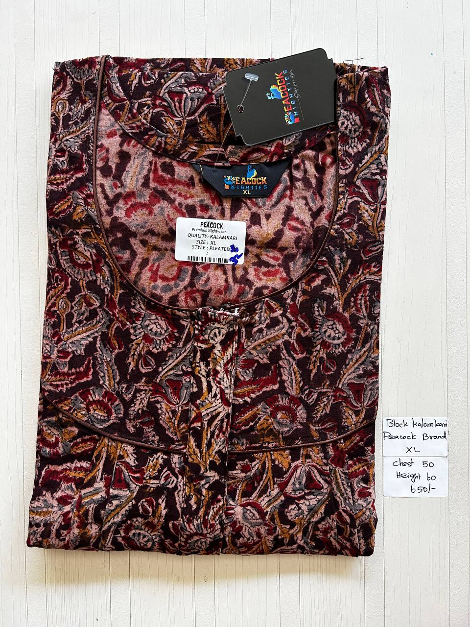 BKS019 #32 Height Block Kalamkari peacock Pleats zip