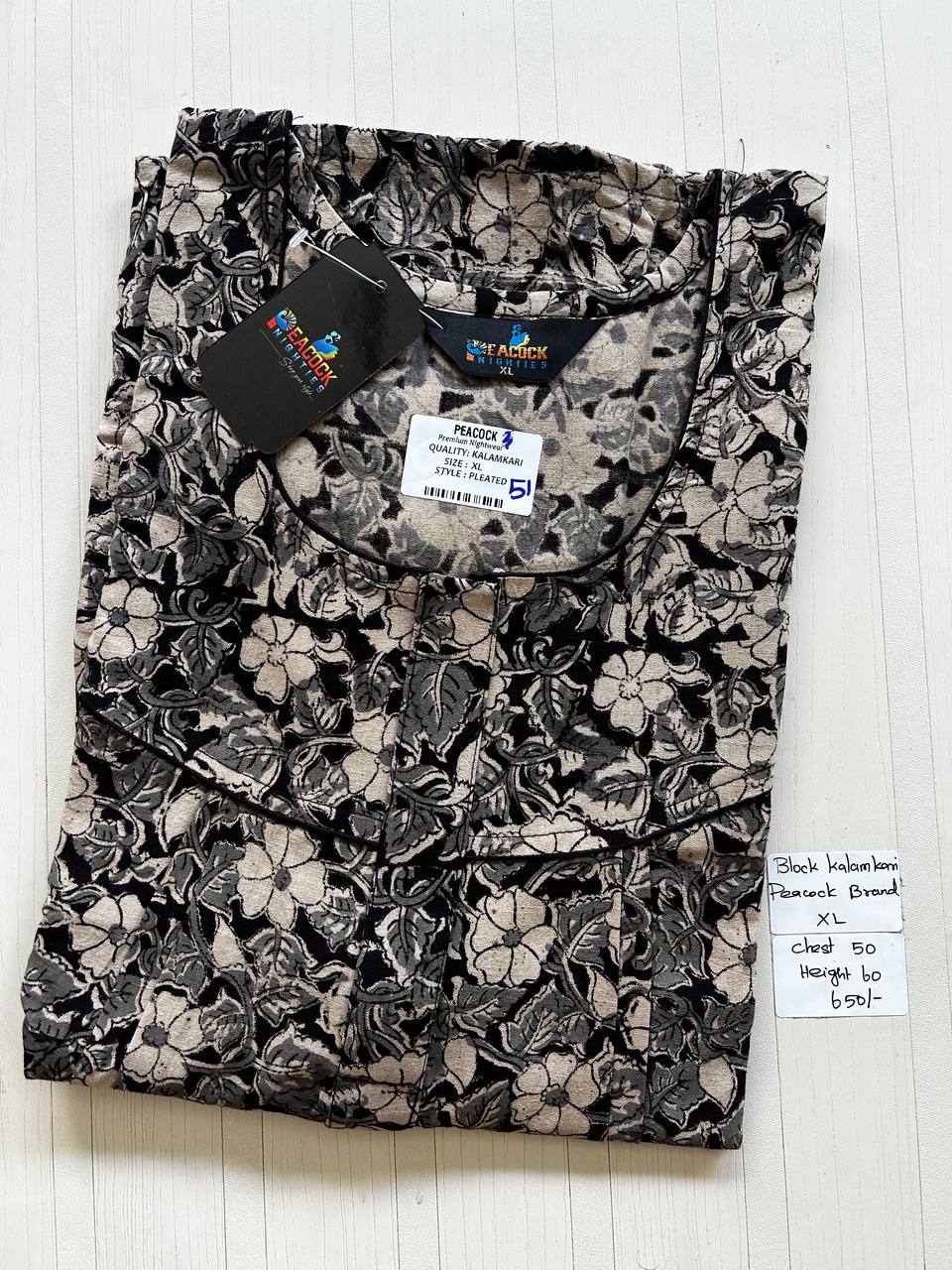 BKS040 #51 Height Block Kalamkari peacock Pleats zip